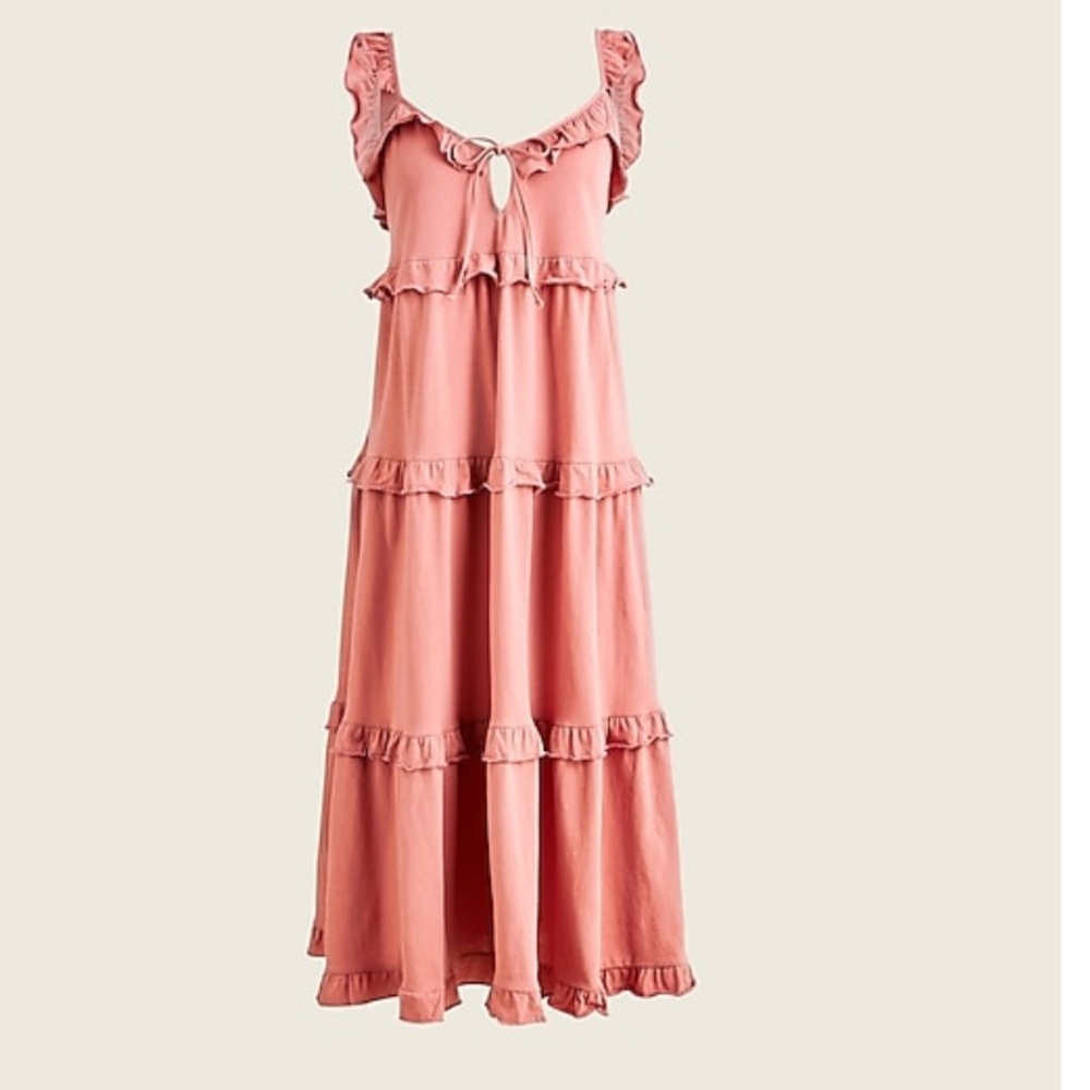 NWT J. Crew Weathered Rose Tiered Knit Keyhole Maxi Size Large